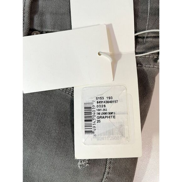 Mother Denim Jeans The Looker Blow Out Graphite Skinny Distressed Gray 25 NWT - Picture 10 of 11